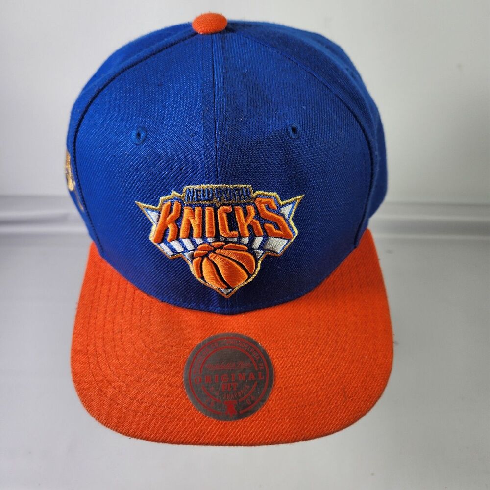 NY Knicks Mitchell & Ness NBA Snapback Cap Hat 3D Logo Blue Orange New York